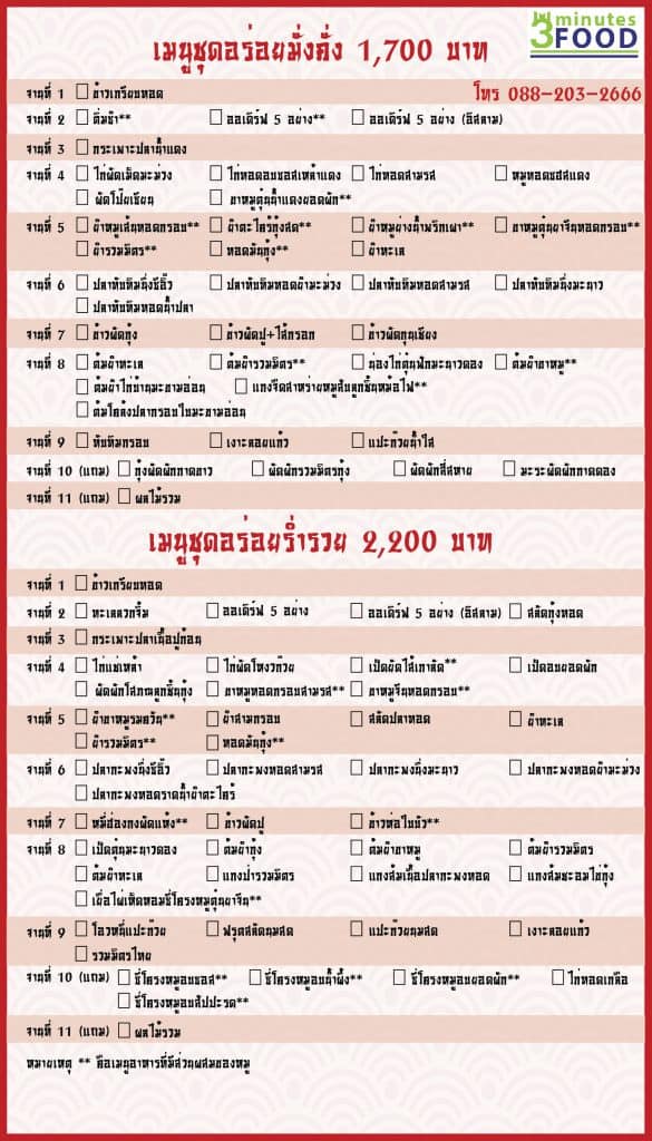 แพ็คเกจโต๊ะจีน